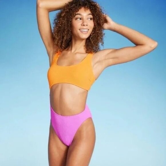 Wild Fable Orange and Pink One Piece Swimsuit - Picture 1 of 9